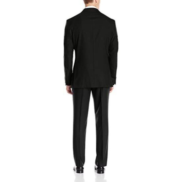 NWOT $395 Perry Ellis Men's Black Slim-Fit 2-Piece Suit Jacket 48L Pants 43Wx34L - Picture 2 of 12